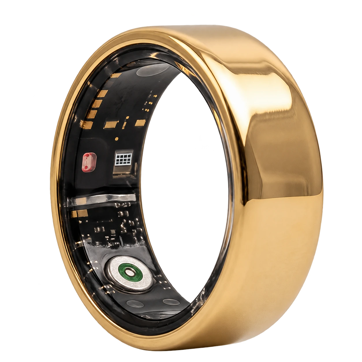 Rheo Ring dourado em uma vista de três quartos